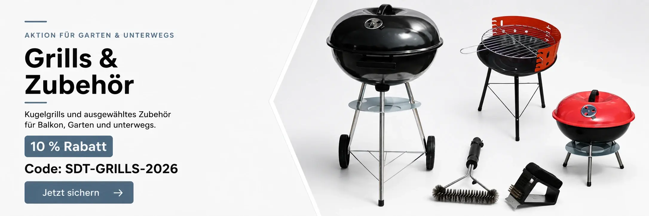 Kugelgrills und Grillbürsten – 10 Prozent Rabatt mit dem Code SDT-GRILLS-2026