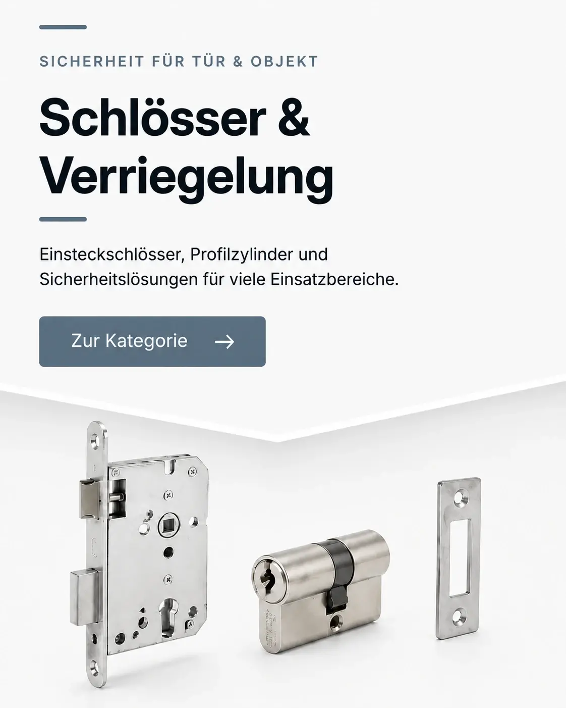 Einsteckschloss, Profilzylinder und Schließblech für sichere Türverriegelungen