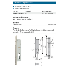 Einsteck-Riegelschloss Made in Germany - Riegel 5mm...