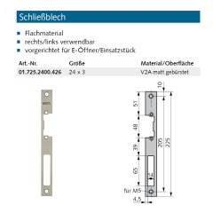Schlie&szlig;blech Made in Germany - vorgerichtet f&uuml;r E-&Ouml;ffner/Einsatzst&uuml;ck