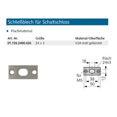 Schlie&szlig;blech f&uuml;r Schaltschloss Made in Germany - 017262400426 erial/Oberfl&auml;chen: Edelstahl V2A matt geb&uuml;rstet, Produktgruppe: Schlie&szlig;bleche&lt;br /&gt;&lt;br /&gt;- Flachmaterial&lt;br /&gt;&lt;br /&gt;Ar