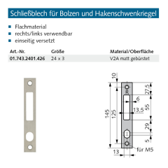 Schließblech für Bolzen und Hakenschwenkriegel...