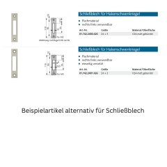 Schlie&szlig;blech f&uuml;r Bolzen und Hakenschwenkriegel - 017432401426 erial/Oberfl&auml;chen: Edelstahl V2A matt geb&uuml;rstet, Produktgruppe: Schlie&szlig;bleche&lt;br /&gt;&lt;br /&gt;- Flachmaterial&lt;br /&gt;- rechts