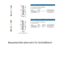 Schließblech für Riegelschloss (Hakenschwenkriegel) - 017442401426 erial/Oberflächen: Edelstahl V2A matt gebürstet, Produktgruppe: Schließbleche U-Profil mit Kunststof