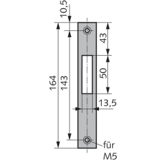 Schließblech für Zusatzfallenschloss - 017492400426 erial/Oberflächen: Edelstahl V2A matt gebürstet, Produktgruppe: Schließbleche Flachmaterial rechts/links ver