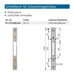 Schließblech für Schwenkriegelschloss -...
