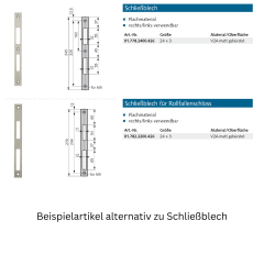 Schließblech für Schwenkriegelschloss - 017702400426 erial/Oberflächen: Edelstahl V2A matt gebürstet, Produktgruppe: Schließbleche Flachmaterial rechts/links ve