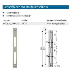 Schließblech für Rollfallenschloss -...