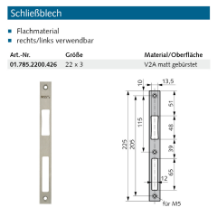 Schließblech 22x3 re./li. verwendbar - 017852200426...