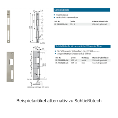 Schließblech Made in Germany - vorgerichtet für E-Öffner/Einsatzstück 22x3 - 017862200426 - Hochwertige Qualität - Zuverlässig und langlebig - Top Ware zum günstigen Preis