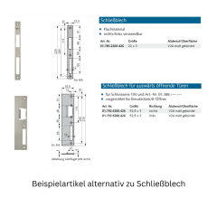 Lappenschließblech Made in Germany - 018192400426 erial/Oberflächen: Edelstahl V2A matt gebürstet, Produktgruppe: Schloss-Zubehör LappenschließblechArtikel