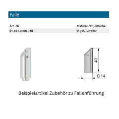 Fallenführung Made in Germany - ab 35 mm Dorn - 018220000010 erial/Oberflächen: St galvanisch verzinkt, Produktgruppe: Schloss-Zubehör, ab 35 mm Dorn ab 35 mm Dornr
