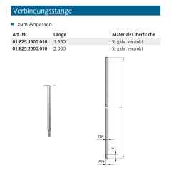 Verbindungsstange Made in Germany - 018252000010 erial/Oberflächen: St galvanisch verzinkt, Produktgruppe: Schloss-Zubehör zum AnpassenArtikelnummer: 01.82