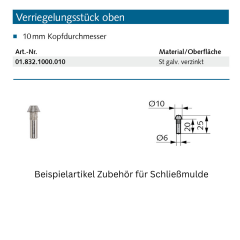 Schließmulde Made in Germany - 018300000426 erial/Oberflächen: Edelstahl V2A matt gebürstet, Produktgruppe: Schloss-Zubehör mit Rastplatten +/-2,5 mm verstellba
