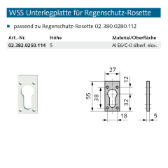 WSS Unterlegplatte für Regenschutz-Rosette - 023820250114 erial/Oberflächen: Al E6/C-0 silberfarbig eloxiert, Produktgruppe: Rosetten passend zu Regenschutz-Rosette 02