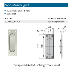 WSS Muschelgriff Made in Germany Al E4/C-0 silber - 027560200112 : Al E4/C-0 silberfarbig eloxiert, Produktgruppe: Muschelgriffe WSS MuschelgriffArtikelnum