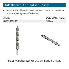 Montagestab Made in Germany - 041180041000 roduktgruppe: 2D Aluminium-Türbänder zum Einschub der GegenplattenArtikelnummer: 04.118.0041.000Besc