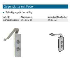 Gegenplatte mit Feder Made in Germany (Bef. mittig)