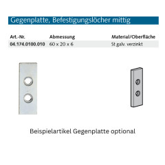 Gegenplatte mit Feder Made in Germany (Bef. mittig)