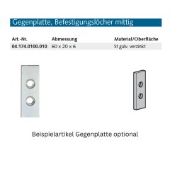 Gegenplatte mit Feder Made in Germany (Bef. au&szlig;ermittig) - 041820400705 GD-Zn roh, Produktgruppe: 2D Aluminium-T&uuml;rb&auml;nder, Aluminium-T&uuml;rb&auml;nder&lt;br /&gt;&lt;br /&gt;- Befestigungsl&ouml;cher au&szlig;erm