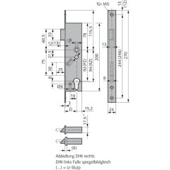 Sicherheits-Einsteckschloss mit 25 mm Riegelausschluss - Dornma&szlig;: 35, Schlossstulp: Flachstulp, Ausf&uuml;hrung: PZ gelocht - 011023500426 erial/Oberfl&auml;chen: Edelstahl V2A matt geb&uuml;rste