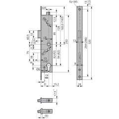 Einsteckschloss mit Zusatzverriegelung, Funktion L+W - Produkt-Richtung: DIN links, Dornma&szlig;: 35, Schlossstulp: Flachstulp, Ausf&uuml;hrung: Falle + Riegel 5 mm vorstehend