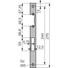 Schließblech 24 x 3 vorgerichtet für E-Öffner - V017112400426 rial/Oberflächen: Edelstahl V2A matt gebürstet, Produkt-Richtung: DIN rechts/links verwendbar, Produktgruppe: Schließb