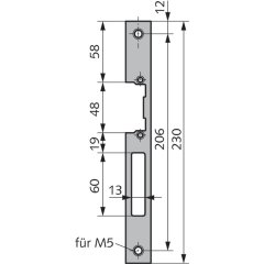 Schließblech 22 x 3 vorgerichtet für E-Öffner - V017332200426 rial/Oberflächen: Edelstahl V2A matt gebürstet, Produkt-Richtung: DIN rechts/links verwendbar, Produktgruppe: Schließb