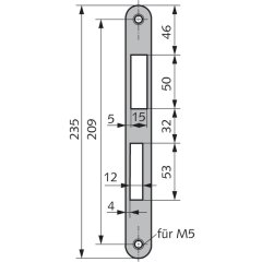Schließblech abgerundet für Vollblatt Türen - V018152400010 rial/Oberflächen: St galvanisch verzinkt, Produktgruppe: Schloss-Zubehör, spezifische merkmale: nach oben und unten wirk