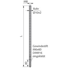 Treibstange (Rohr) für oben Made in Germany - V018261000010 rial/Oberflächen: St galvanisch verzinkt, Produktgruppe: Schloss-Zubehör, spezifische merkmale: nach oben und unten wirk