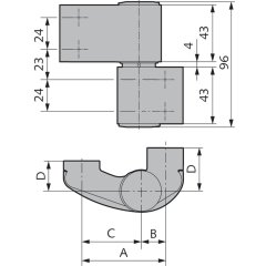 3D-PLUS Türband, 2-teilig, RC2, für 10 mm Flügelaufschlag - V040362365114 rial/Oberflächen: Al E6/C-0 silberfarbig eloxiert, Produkt-Richtung: DIN rechts/links verwendbar, Produktg