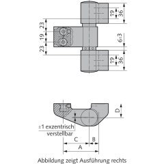 Schwerlast-Edelstahl-Türband, 3-teilig - V044042563426 rial/Oberflächen: Edelstahl V2A matt gebürstet, Produkt-Richtung: DIN rechts, Produktgruppe: Stahl-/Edelstahl-Türbänder, Dreh