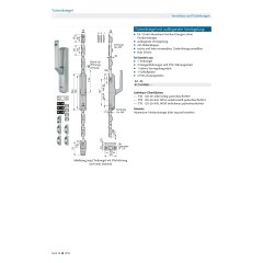Türtreibriegel mit 20 mm Hub - V071540000730 rial/Oberflächen: GD-Zn silberfarbig pulverbeschichtet, Produktgruppe: Türtreibriegel für 12 mm Aluminium-Vierkantstangen