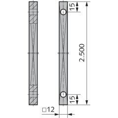 Türtreibriegel mit 30 mm Hub - V071550000730 rial/Oberflächen: GD-Zn silberfarbig pulverbeschichtet, Produktgruppe: Türtreibriegel für 12 mm Aluminium-Vierkantstangen