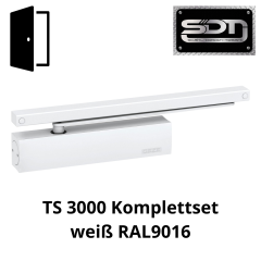 GEZE TS 3000 V Schließer, Größe EN 1-4 Komplettpaket mit Gleitschiene Weiß RAL9016, Nr.:028350