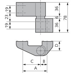 2D Aluminium-Türband, 2-teilig - Material/Oberflächen: Al E6/C-0 silberfarbig eloxiert, Drehpunkt in mm (Bänder): 25, Achse in mm(Bänder): 63 #1 - 041502563114-M /Oberflächen: Al E
