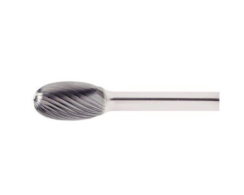 1 x Fräser HFE Tropfenform für Edelstahl/Stahl 12x20 mm Schaft 6 mm | Verz. 3 | langer Schaft