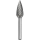LUKAS HSS-Fräser MFH Flammenform für Kunststoff/Holz/Gummi 20x55 mm M10-Gewinde | Verz. 1