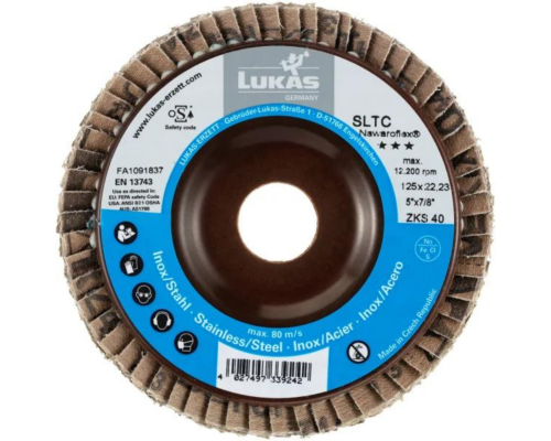 LUKAS Fächerschleifscheibe SLTC universal Ø 125 mm Zirkonkorund (mit schleifaktiver Deckbindung) Korn 60 | schräg