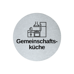 Hinweisschild Piktogramm rund 7,5 cm Edelstahl selbstklebend 3M Klebefläche graviert Edeloptik elegante Beschilderung langlebig