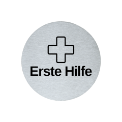 Hinweisschild Piktogramm rund 7,5 cm Edelstahl selbstklebend 3M Klebefläche graviert Edeloptik elegante Beschilderung langlebig