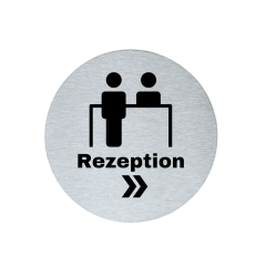 Hinweisschild Piktogramm rund 7,5 cm Edelstahl selbstklebend 3M Klebefläche graviert Edeloptik elegante Beschilderung langlebig