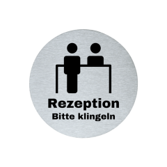 Hinweisschild Piktogramm rund 7,5 cm Edelstahl selbstklebend 3M Klebefläche graviert Edeloptik elegante Beschilderung langlebig