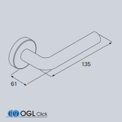 OGL Click Rosetten-Drückergarnitur D210 9mm FS ER RZ mit OGL Click System; Federunterstützung; Türstäke 40 - 66 mm