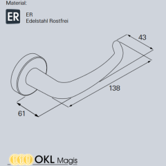 OGL Click Rosetten-Wechselgarnitur K130 D410 9mm FS ER PZ mit OGL Click System; Federunterstützung; Türstärke 40 - 66 mm