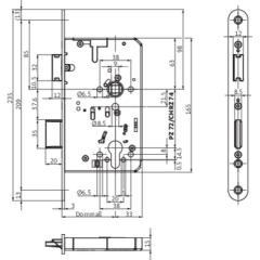 BKS Einsteckschloss Serie B-2326 | Panikfunktion E